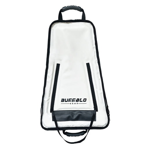 White 25-inch kayak fish cooler bag with shoulder strap