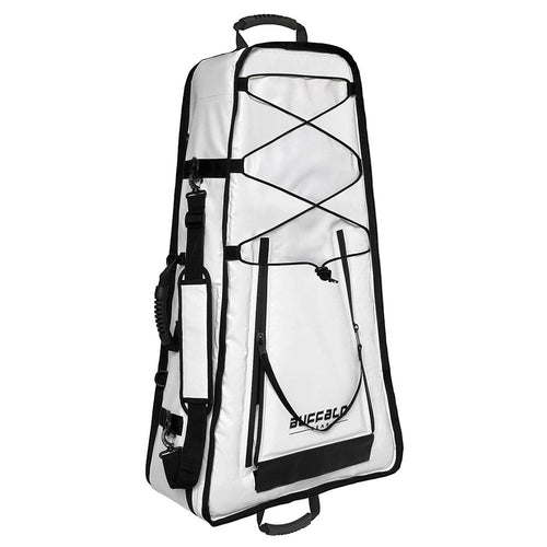 White 36-inch kayak fish cooler bag with shoulder strap