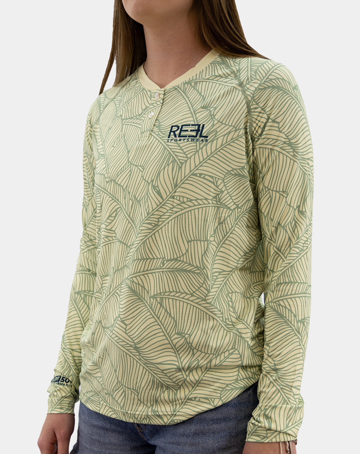 Additional view of Women's Lana UPF 50+ Henley Fishing Shirt – Forest
